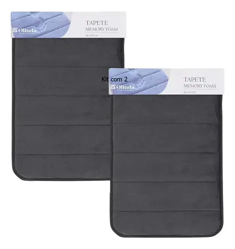 Kit Com 2 Tapetes Para Banheiro Antiderrapante 60x40cm Origi Cor Chumbo