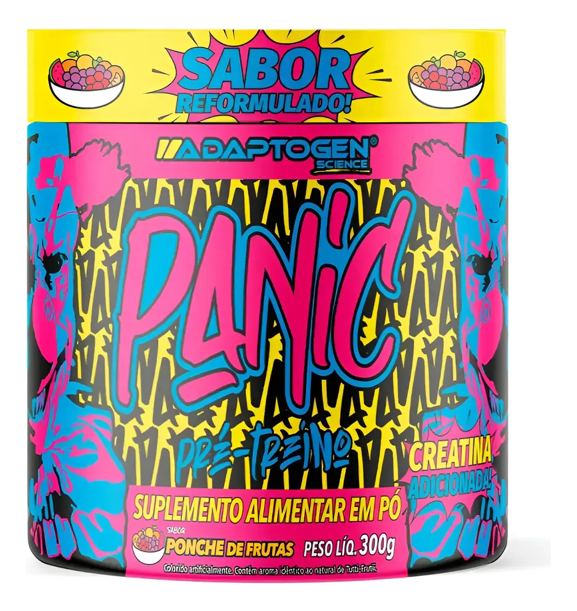 Pre Treino Panic 300g Pre Workout Adaptogen Science Sabor Frutas