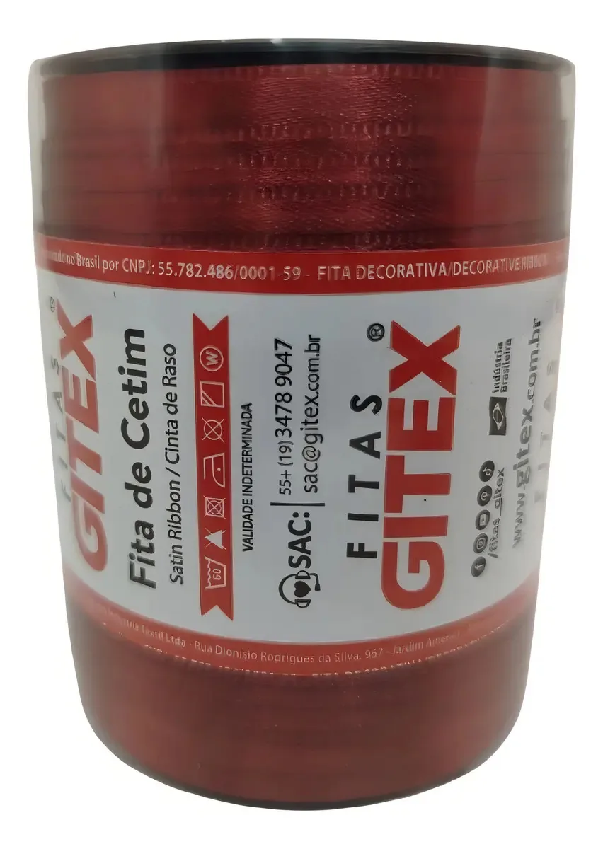 Fita Cetim 100m 7mm Bordeaux Cod0940