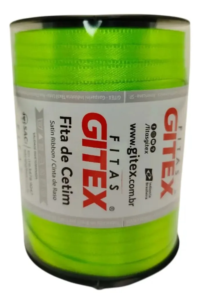 Fita Cetim 100m 4mm Limao Citr Cod0352