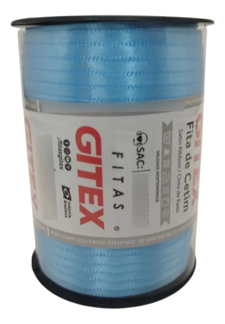 Fitas Cetim Gitex Rolo De 100 Metros - N0 - Largura 4mm Cor 211 - Azul Oceano Lisa