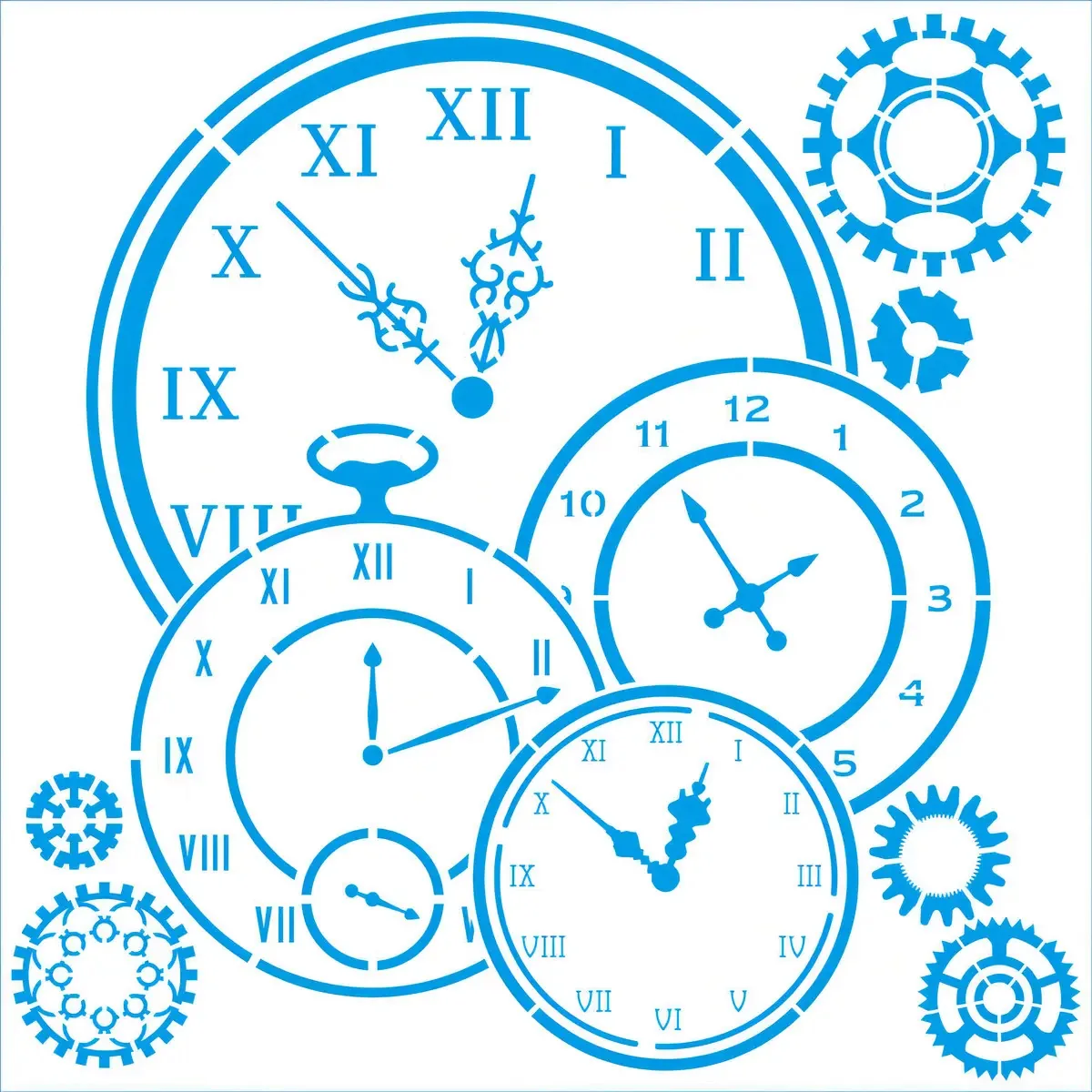 Estêncil Steampunk 2 Litoarte em Acetato 20x20" para Artesanatos Lavável