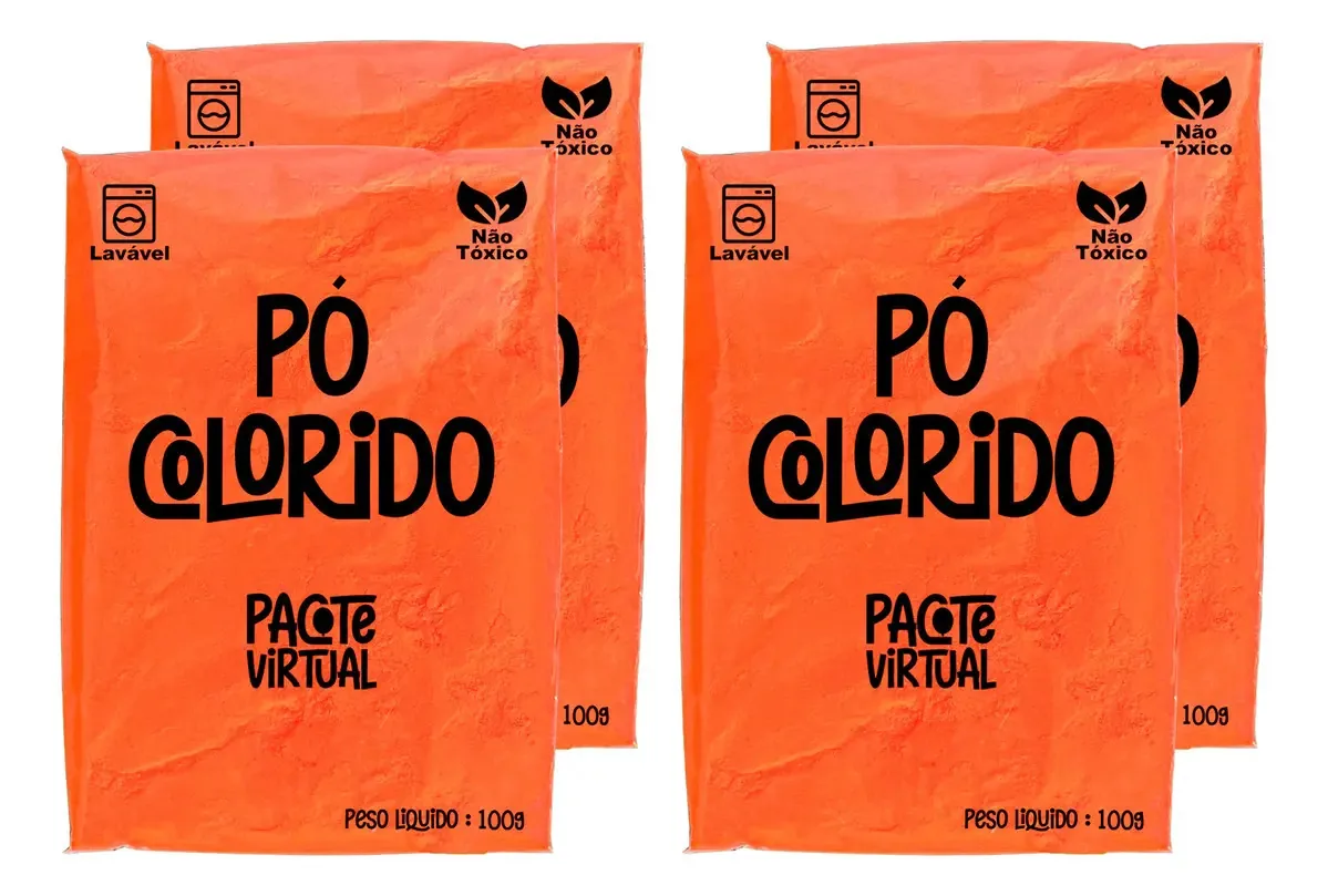 4 Tintas Pó Holi Chá Revelação Escapamento Moto 100g Cada Cor 4 Laranja