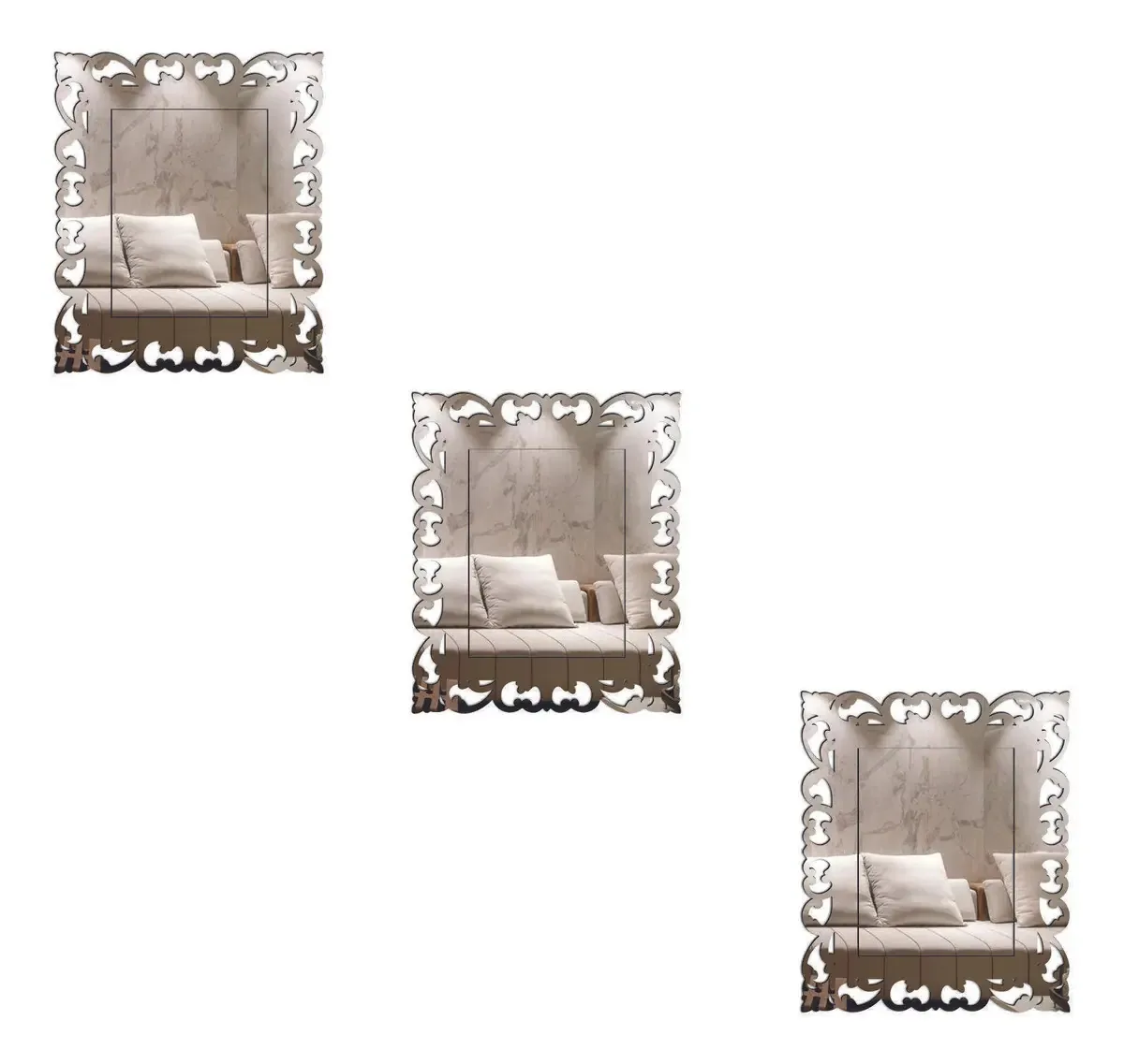 Kit 3 Espelhos Decorativos Venezianos Pegui 32x23 3802