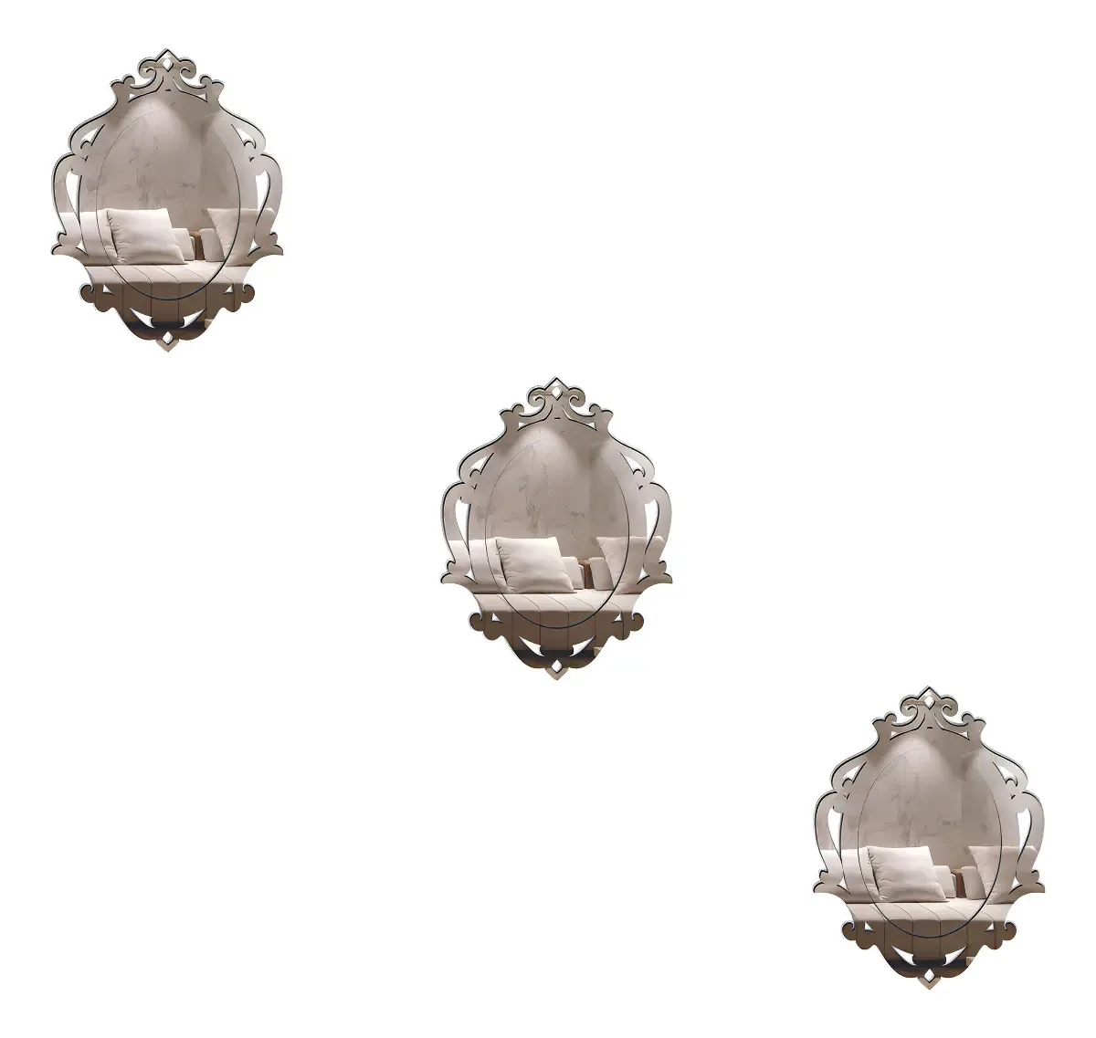 Kit 3 Espelhos Decorativos Venezianos Pegui 32x24 3867