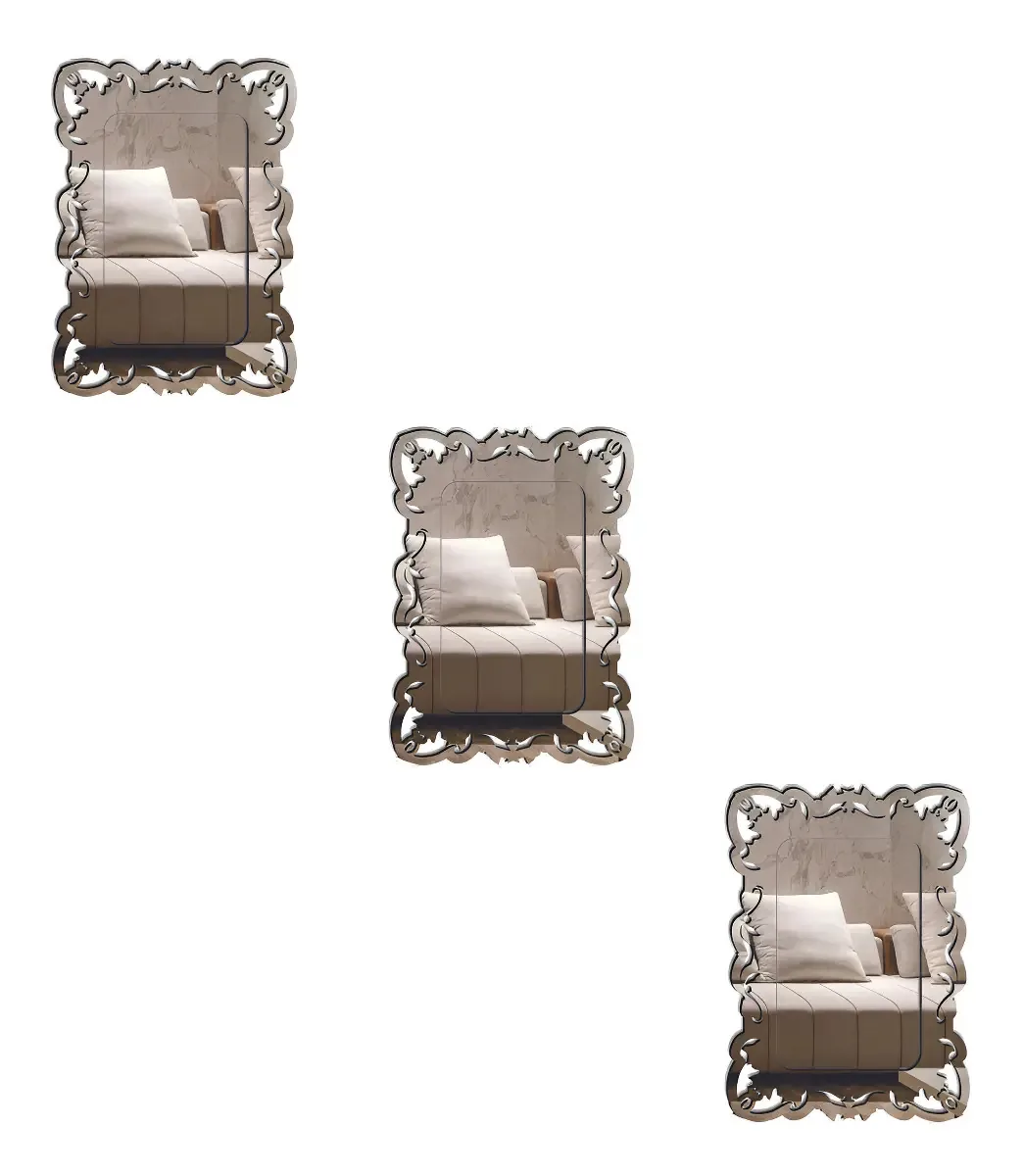 Kit 3 Espelhos Decorativos Venezianos Pegui 32x22 3870