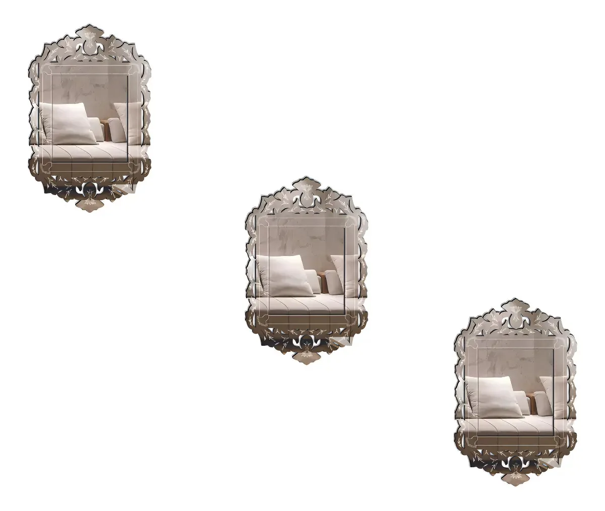 Kit 3 Espelhos Decorativos Venezianos Pegui 32x20 3883