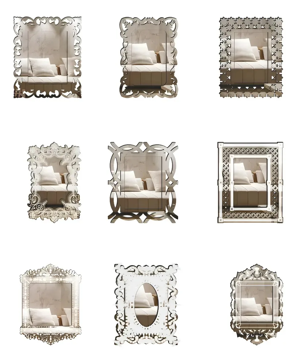 Espelhos Decorativos Veneza Pegui Foggia 9 Creatus Parede Prata