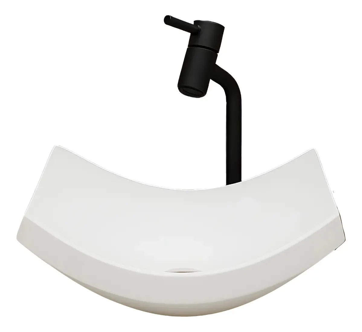 Kit Banheiro Cuba Branco Matte + Torneira E Pretos Cor Lótus