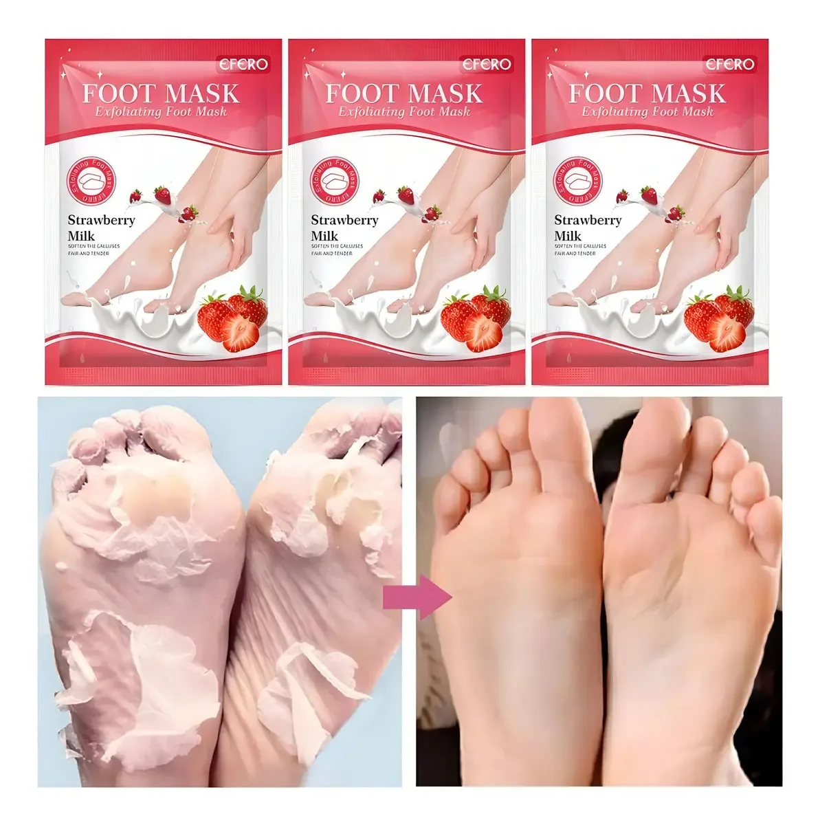 Kit 3 Pares Meias Esfoliantes Morango - Efero