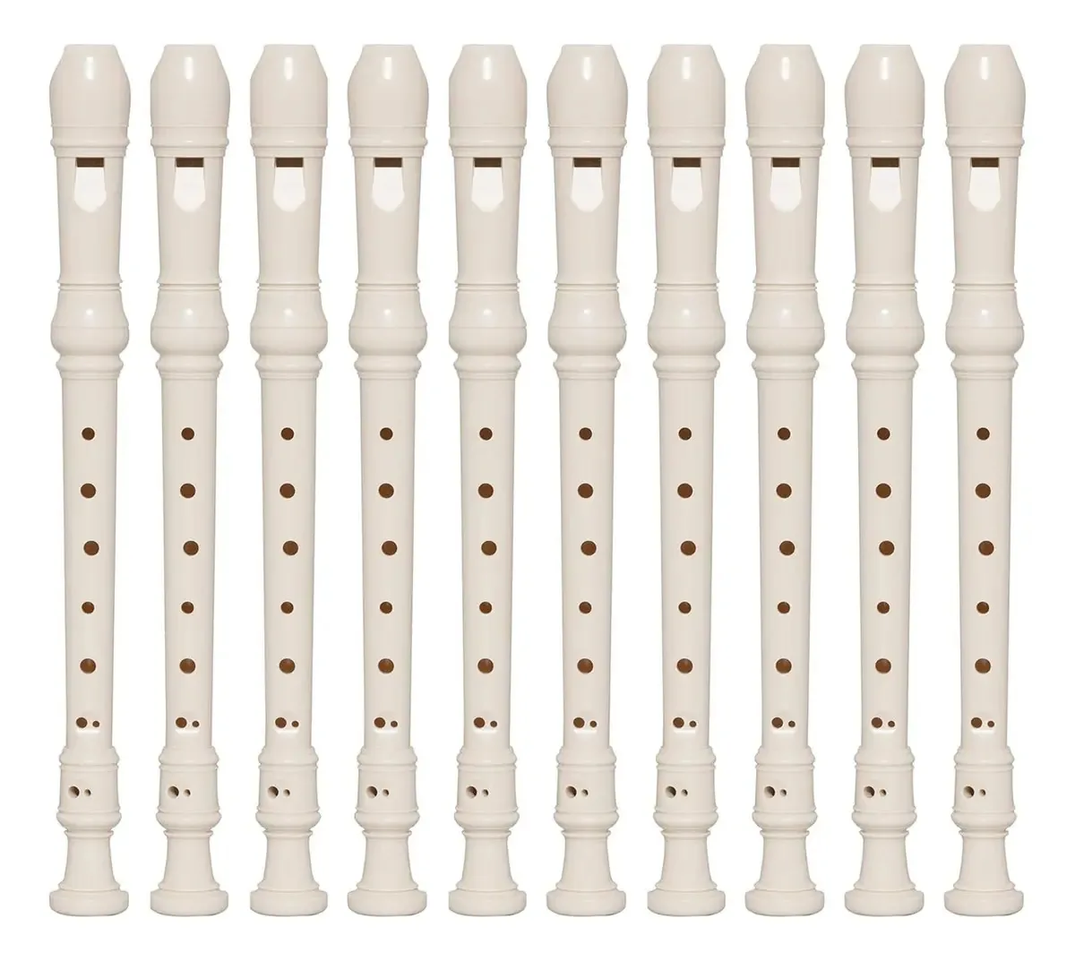 Kit 10 Flautas Doce Soprano Germânica Waver Wf32 - Bege