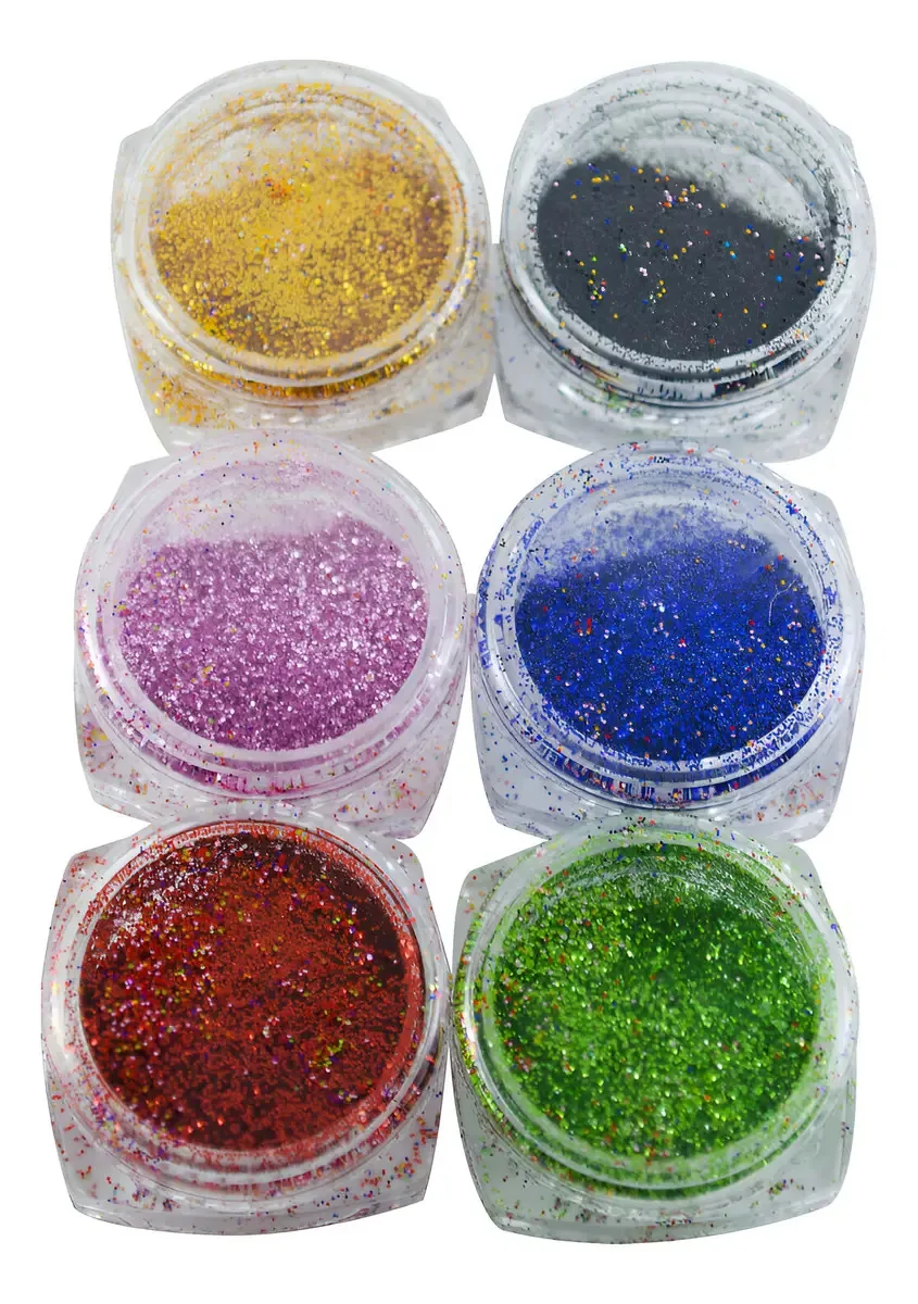 Gliter Colorido Para Decoração De Unhas Caixa 6 Cores Cor N 08