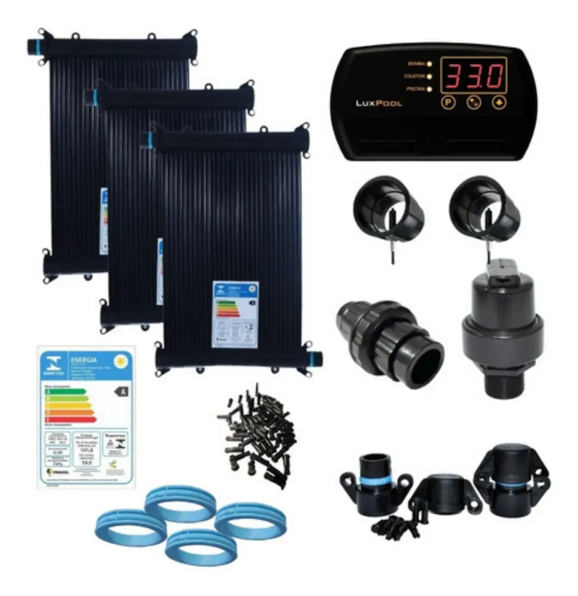Kit Aquecedor Solar Para Piscina 15 Placas+controlador+vals