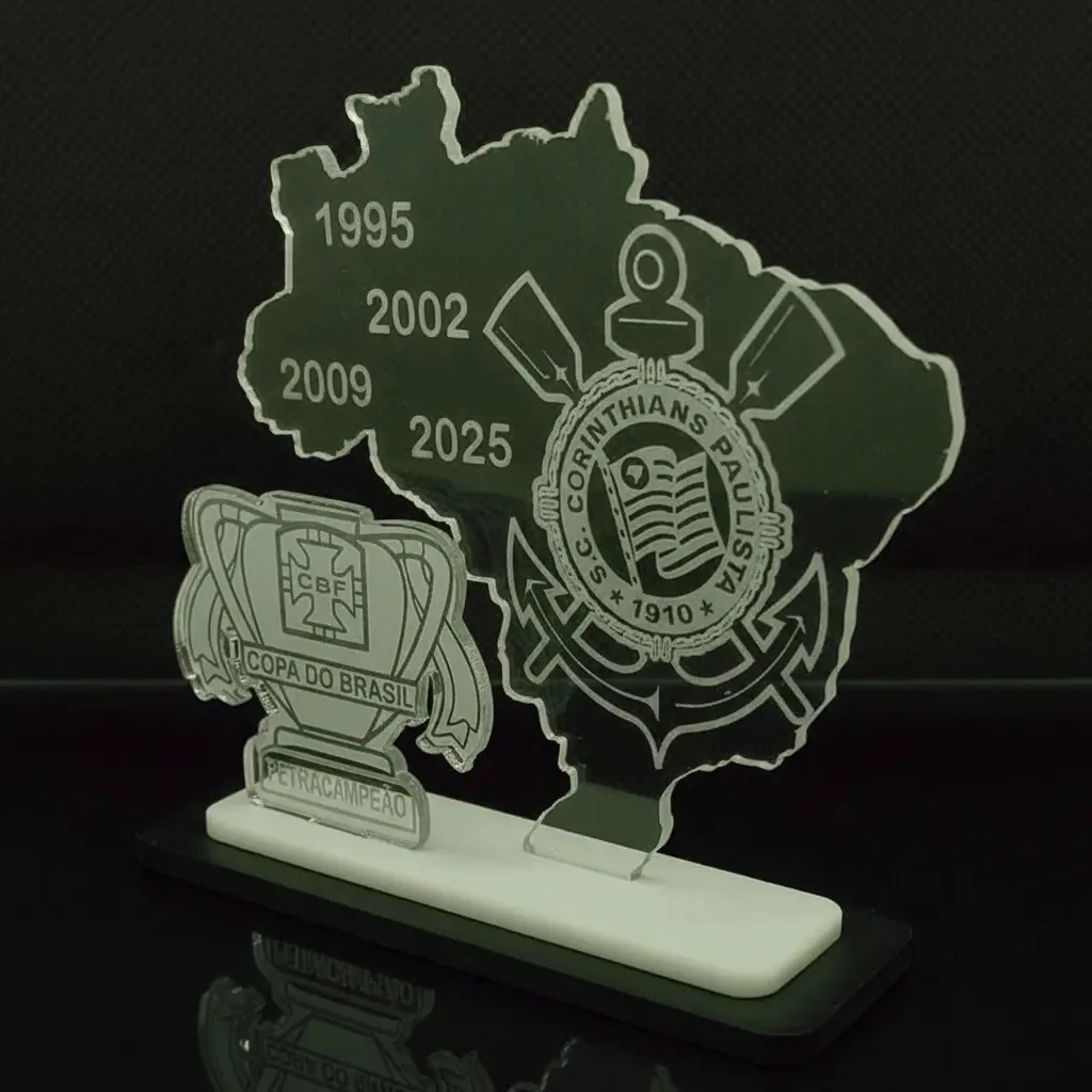 Mini Troféu Corinthians Copa Do Brasil 2025 Em Acrílico