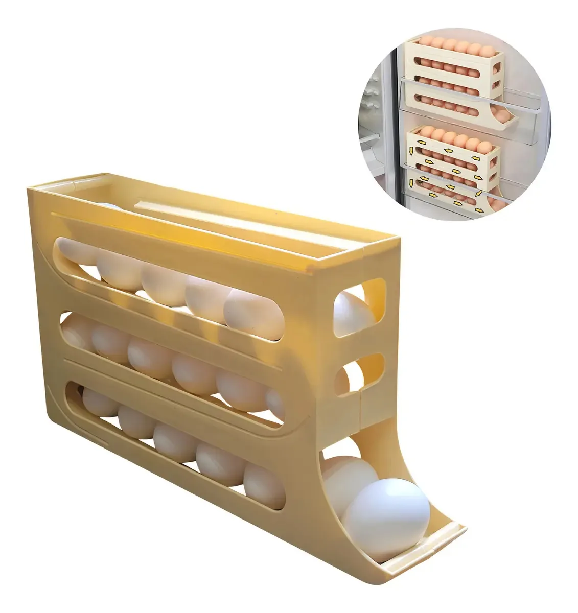 Porta Ovos Organizador De Geladeira Bandeja Organizadora Deslizante Ovos Rolante Cozinha Decoração Dispenser Ak Acessórios
