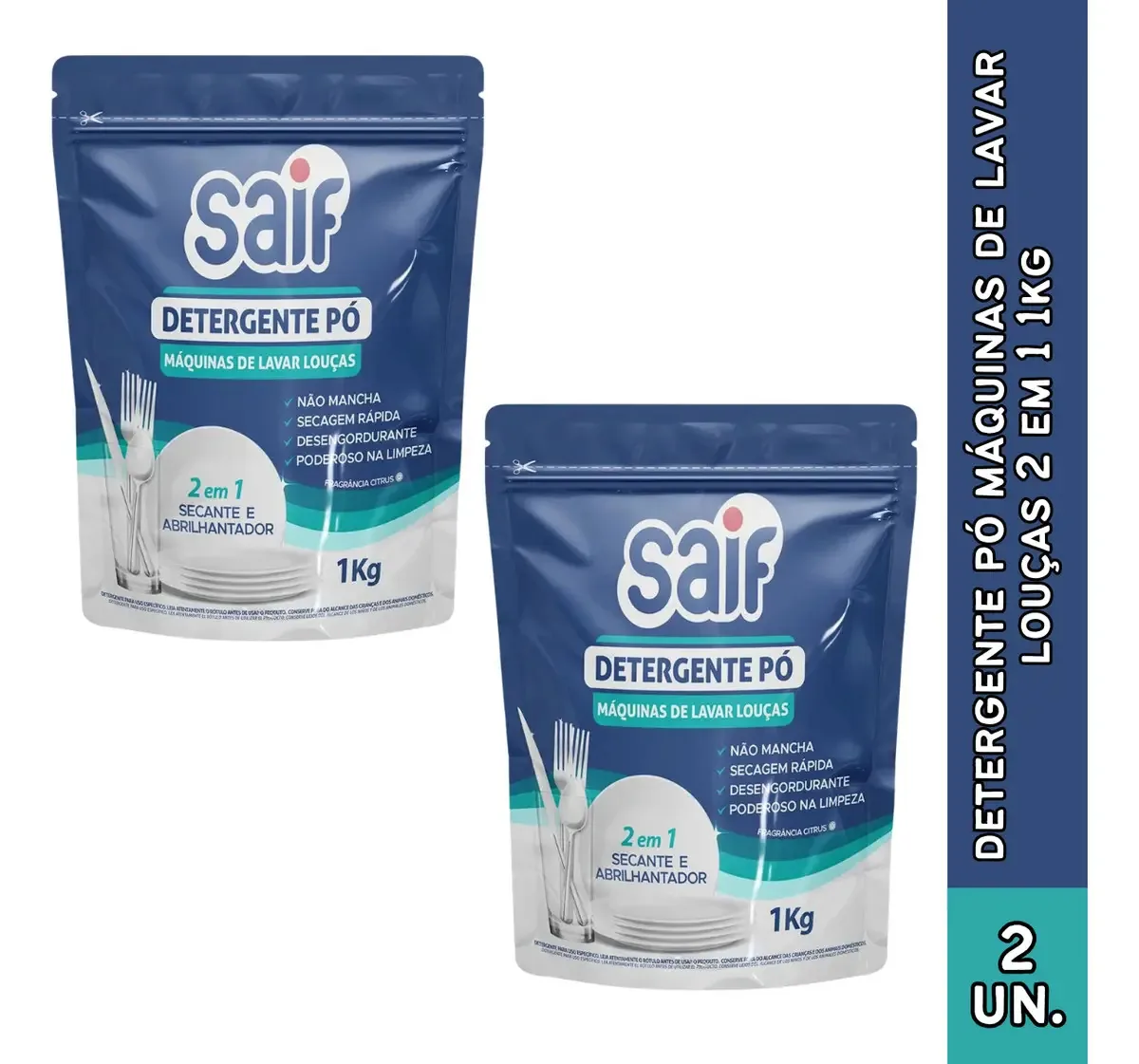 Kit 2 Detergente Em Pó Lava Louças Saif 1kg