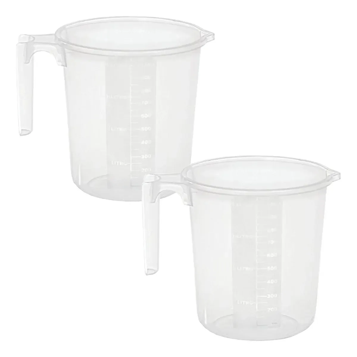 Kit 2 Jarras Medidoras 1L Plástico Ercaplast Graduadas Bico Antiderramamento