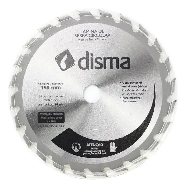 Lâmina De Serra Circular 24 Dentes 150mm Furo 16mm Disma