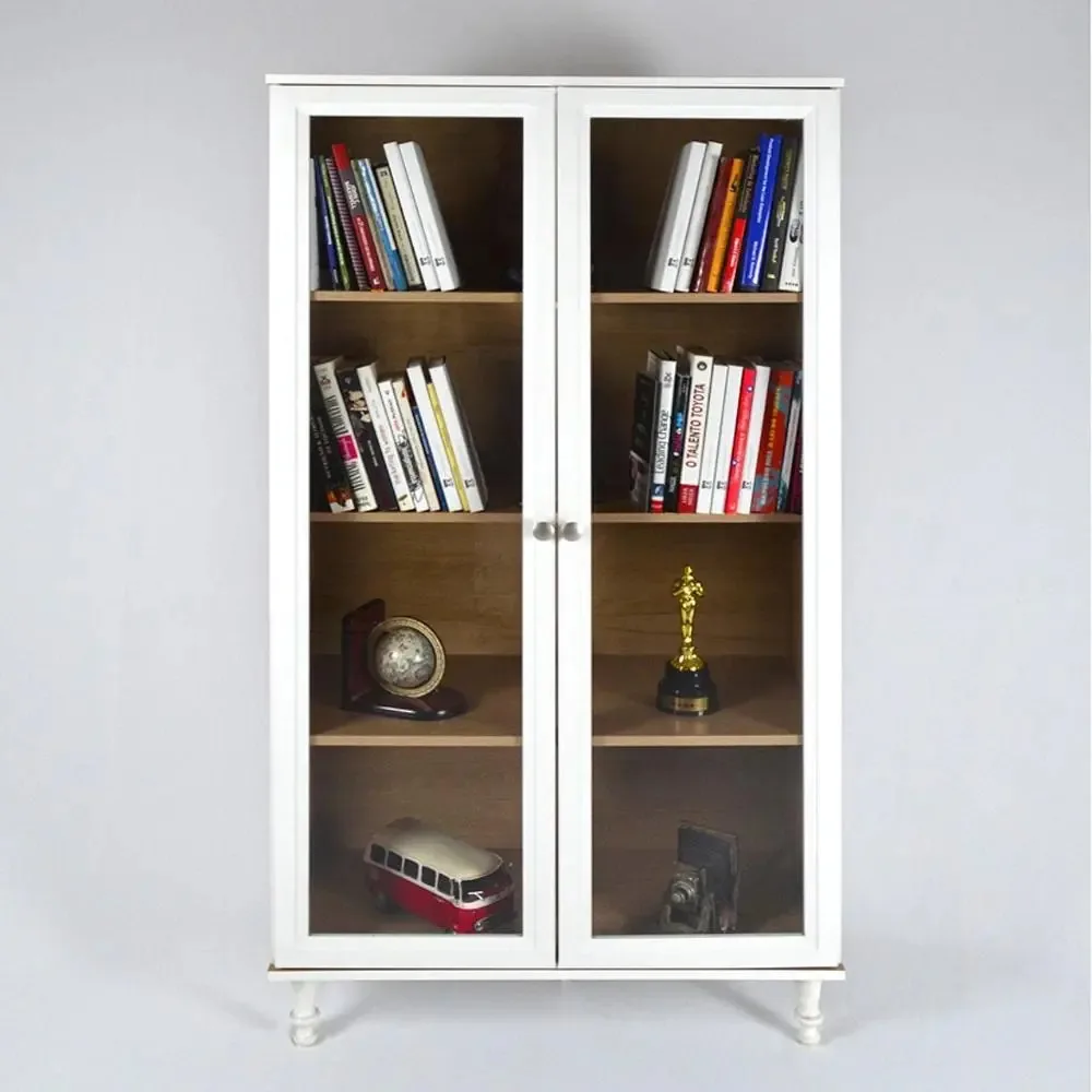 Ditália E-957 estante para livros 2 portas vidro Branco