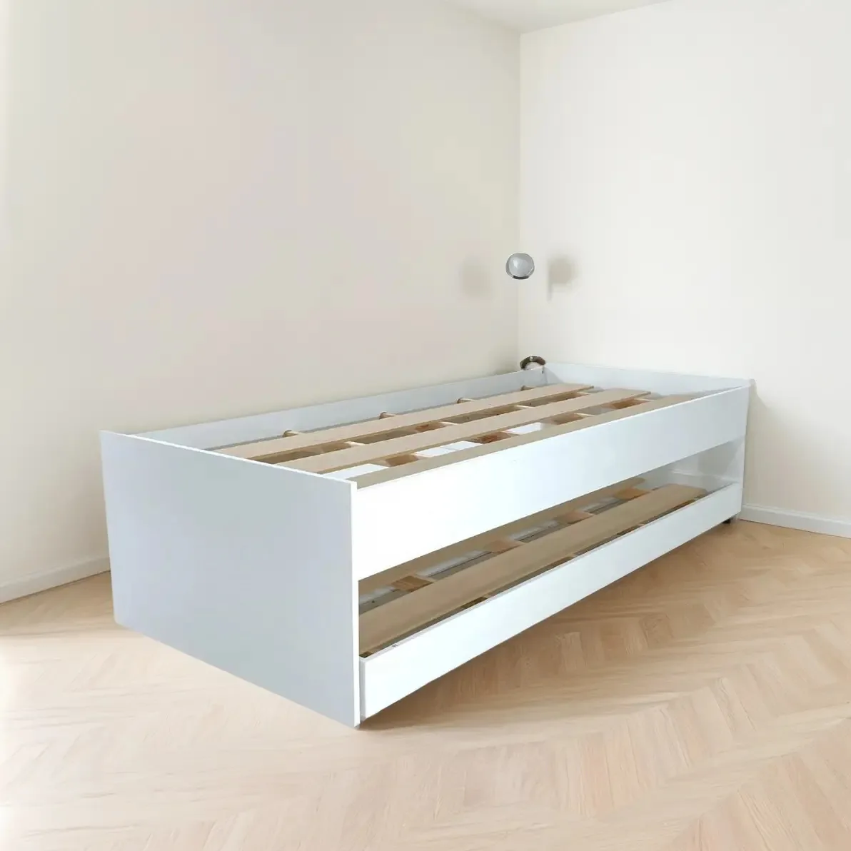 Cama Solteiro Bicama Ditália MDP Branco com Colchões
