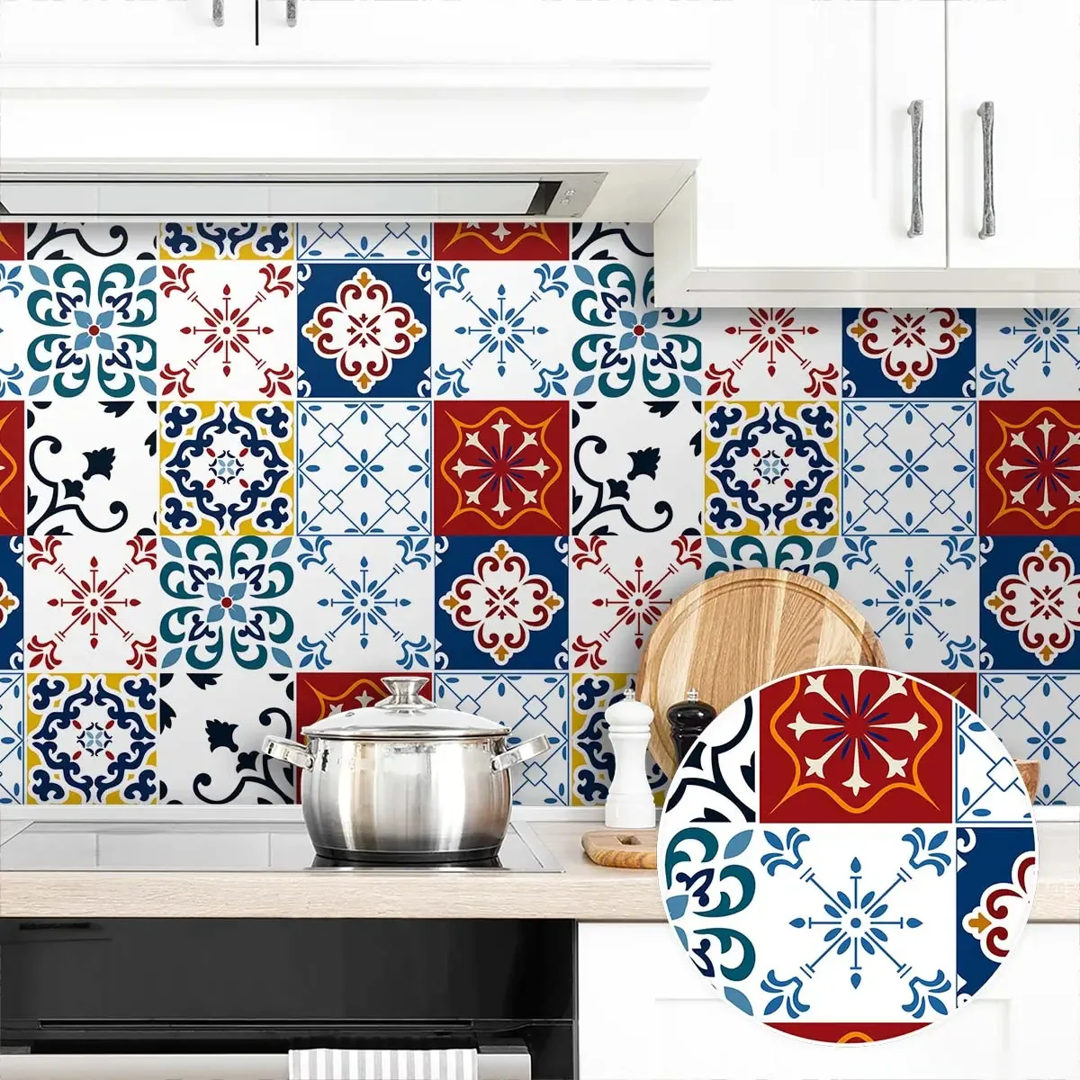 Adesivo Decorativo 2,5 Mts Papel Parede Azulejo Português Retrô Colorido Cozinha Banheiro Lavável