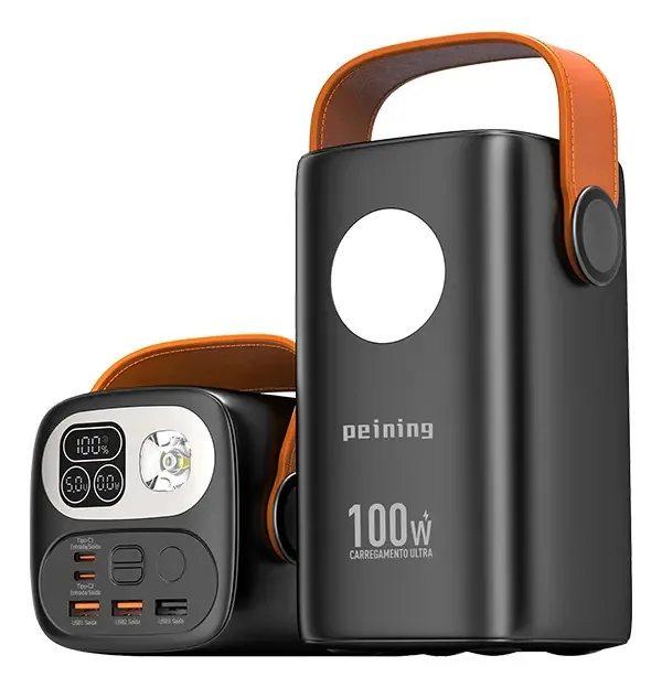 Carregador Bateria Portátil 60000 Power Bank Turbo 100w Usbc Cor Preto