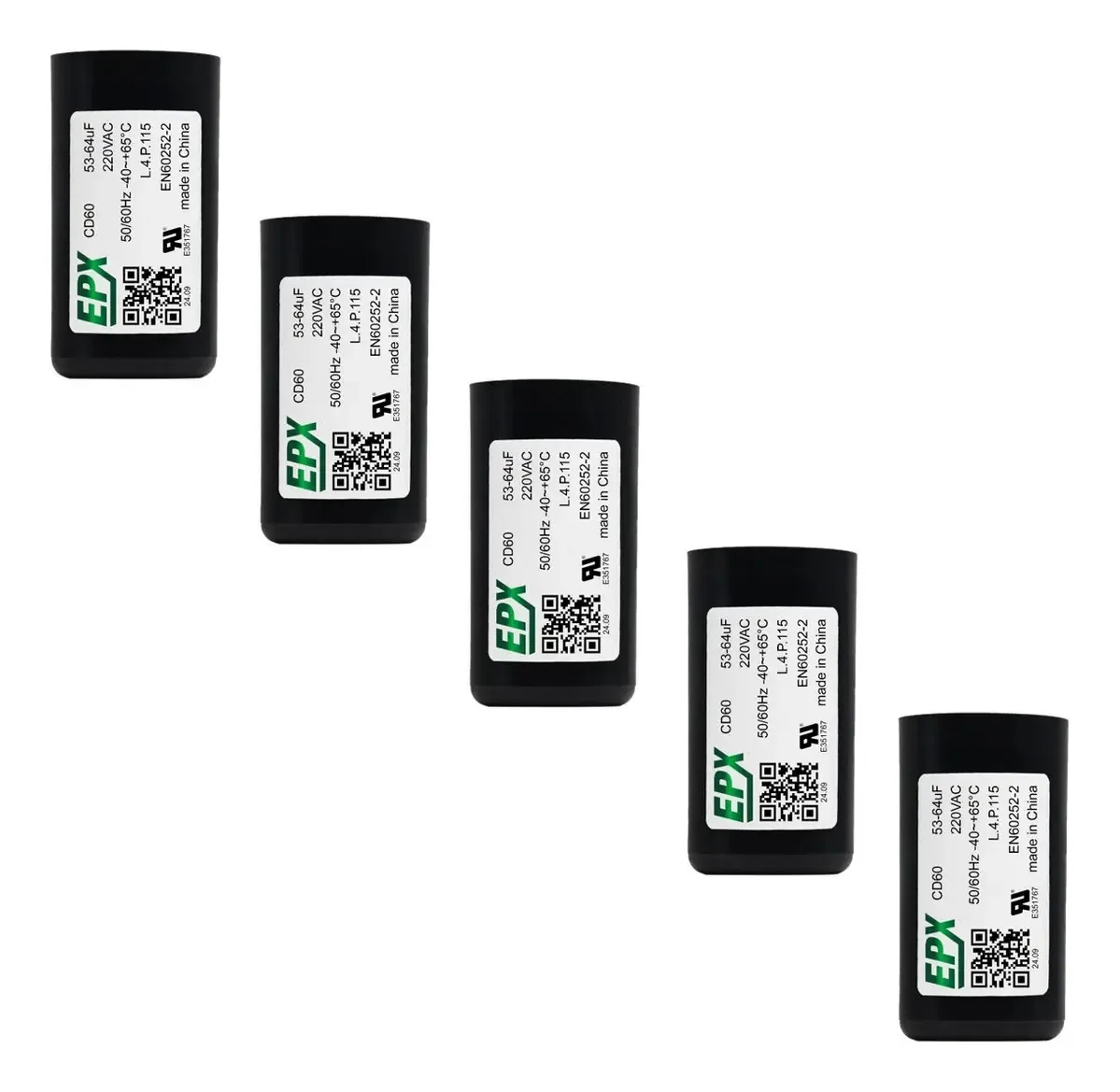 Kit 5 Capacitores De Partida Eletrolitico 53-64uf 220v