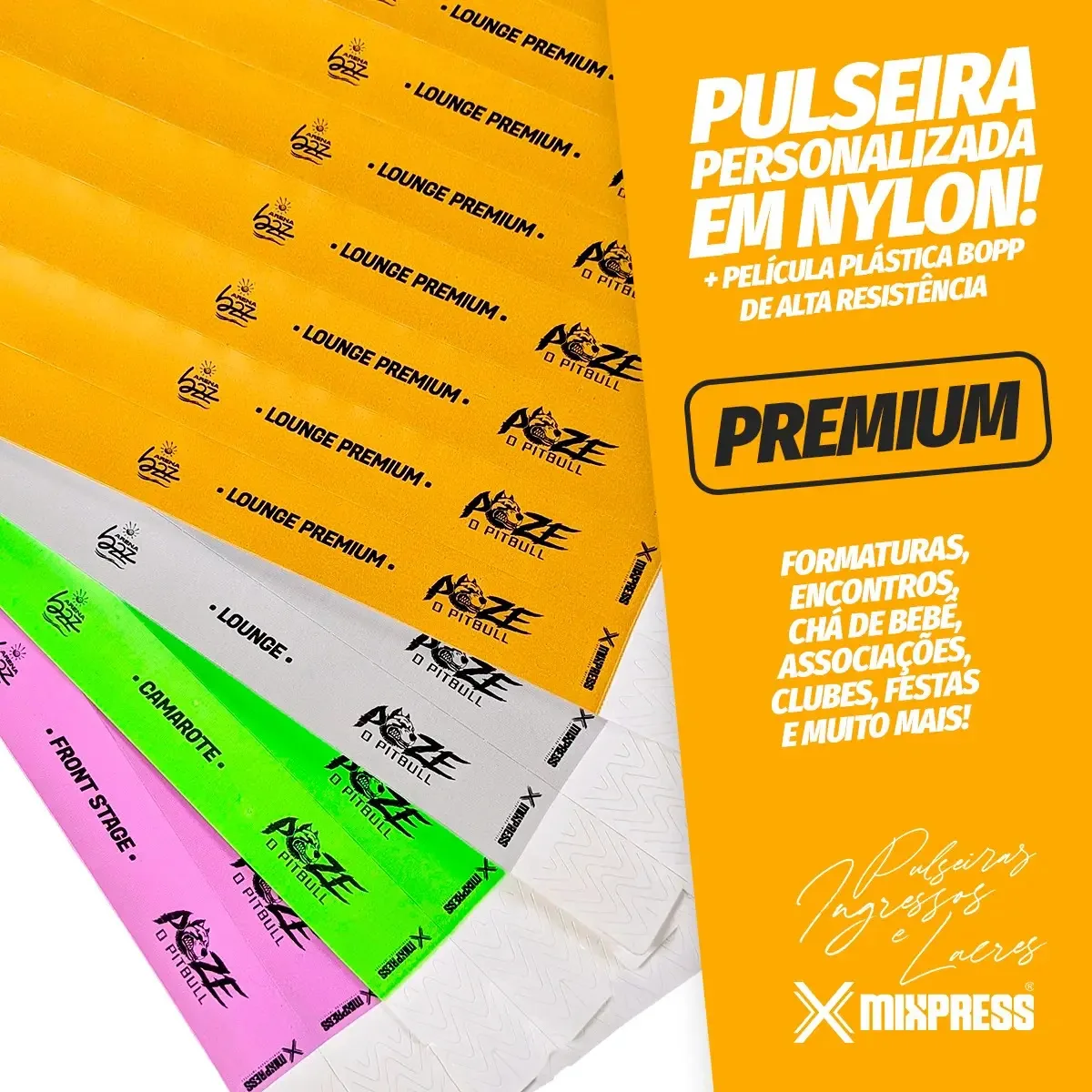 Pulseira Identificação Nylon Impressão Premium . 200 Unids