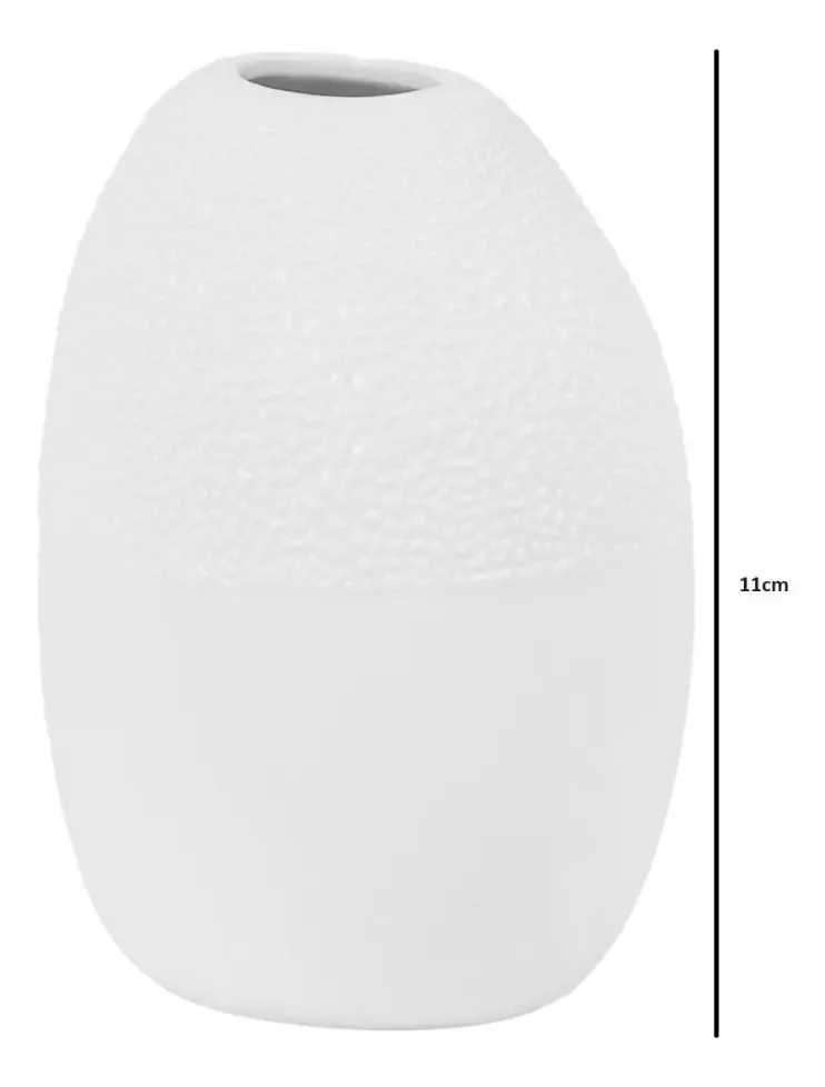 Vaso Decorativo Ceramica Branco 11x8x7cm Florarte