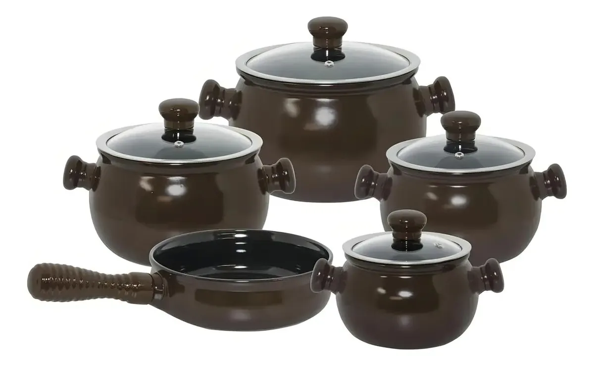 Jogo Panela 5pcs Premiere Chocolate Ceramica Ceramarte 966481 Cassol