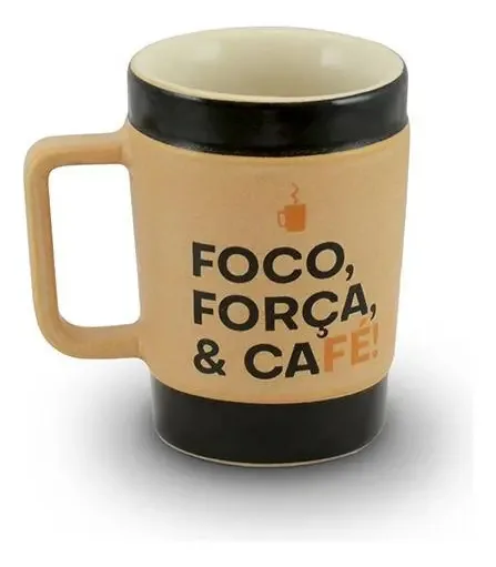 Canecas Ceraflame Gourmet Ceraflame Foco, Força, Café De Cerâmica Com Design Foco, Força, Café Pardo Capacidade 70ml