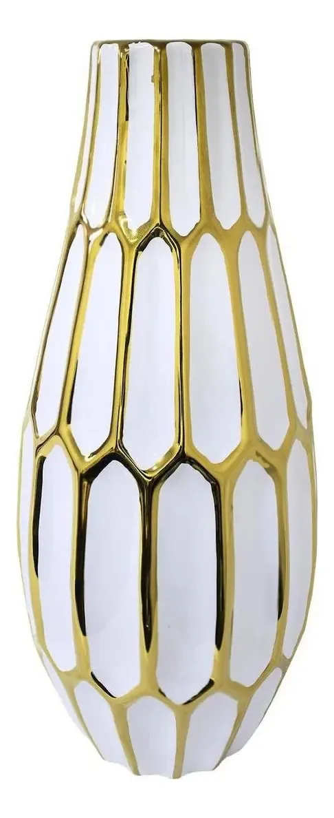 Vaso Decorativo Cerâmica Branco 40cm