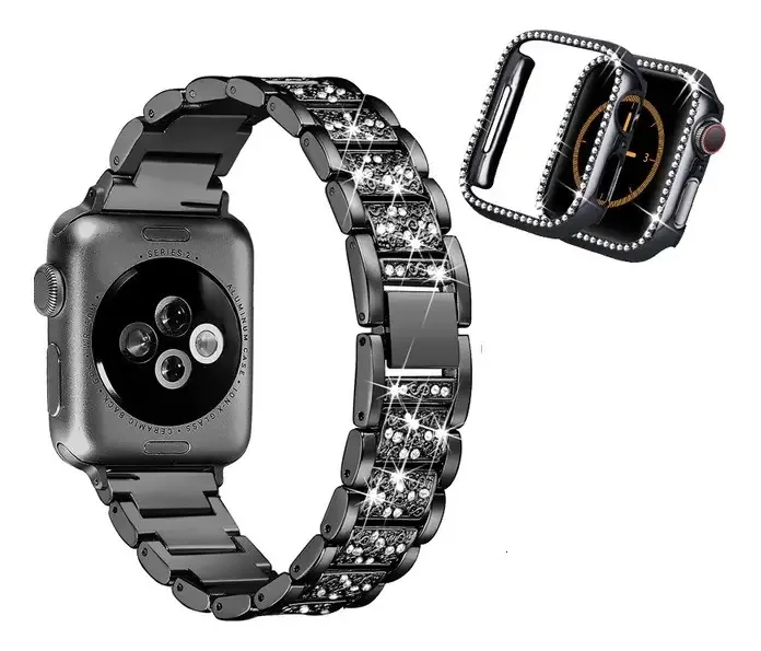 Kit Conjunto Luxo Pulseira E Case Para Apple Watch E Iwo
