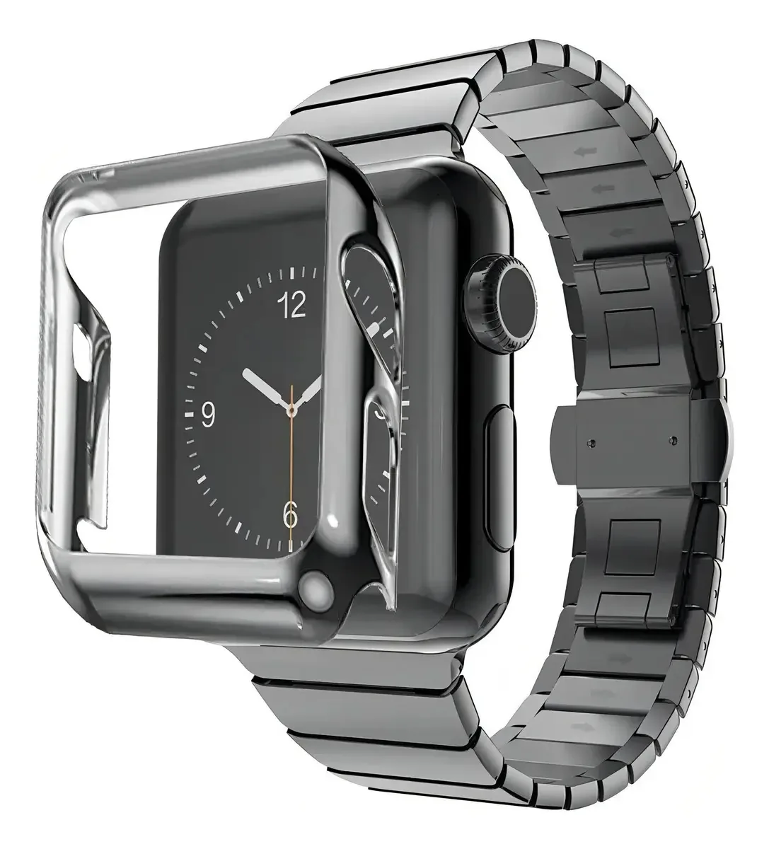 Pulseiras Elos Inox + Case Conjunto Para Apple Watch Series Cor Preto 41mm