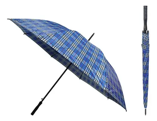 Guarda Chuva Azul Tipo Portaria Grande Xadrez 8 Vareta 110cm