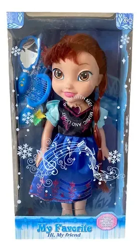 Boneca Anna Frozen 34cm Musical Com Acessórios E Led