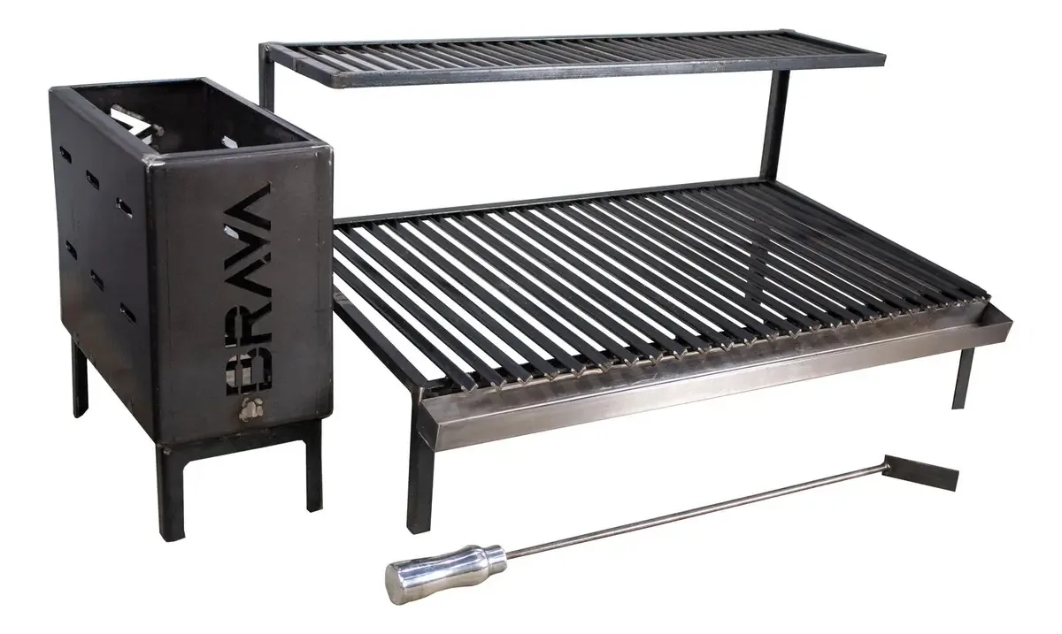 Kit Parrilla Grelha Argentina + Firebox P/ Alvenaria 95cm