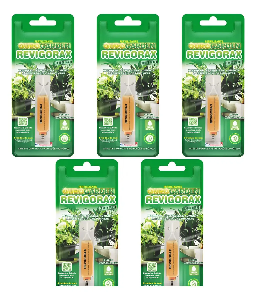 Kit Com 5 Fertilizantes Revigorax Monodose Insetimax - 5ml