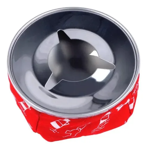 Cinzeiro Inox Tecido Com Desenhos Náuticos Vermelho 104x40mm