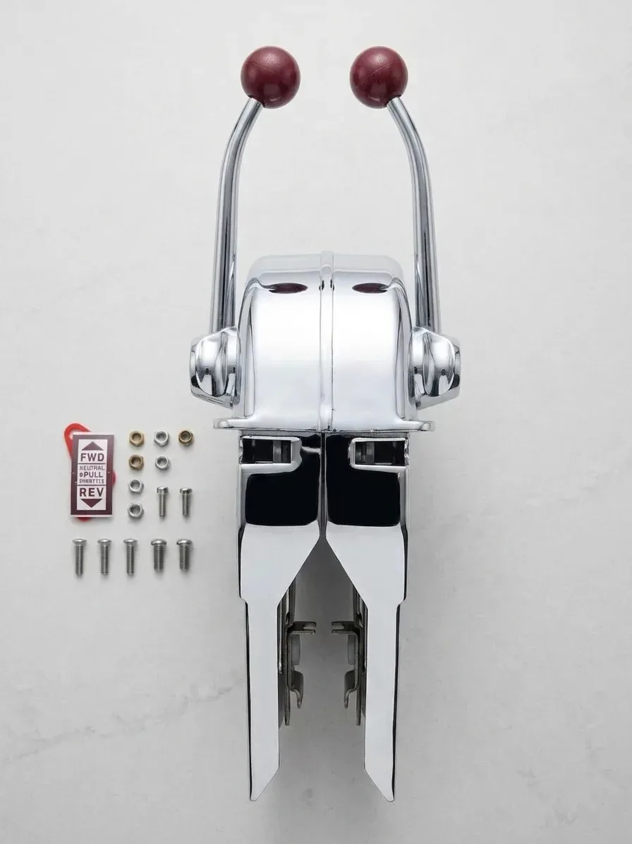 Manete de Comando Náutico Duplo para 2 Motores em Aço Inox