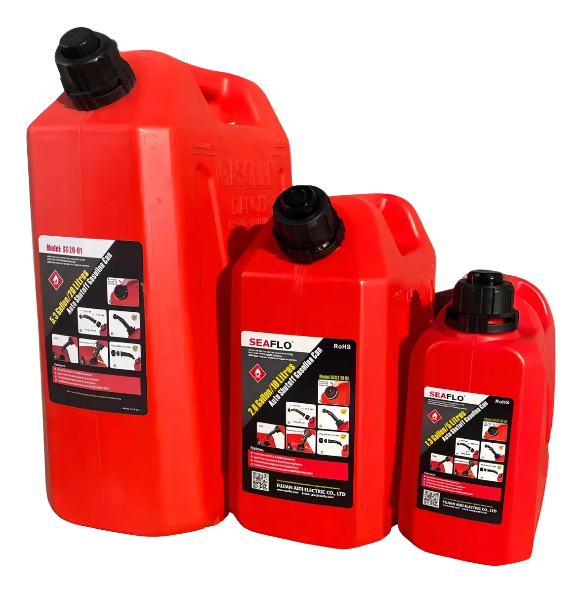 Kit Tanques De Gasolina 5, 10 E 20 Litros Vermelhos