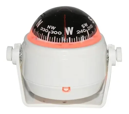 Bússola Náutica Marítima C/ Base E Luz Barcos Lanchas Cor Branco