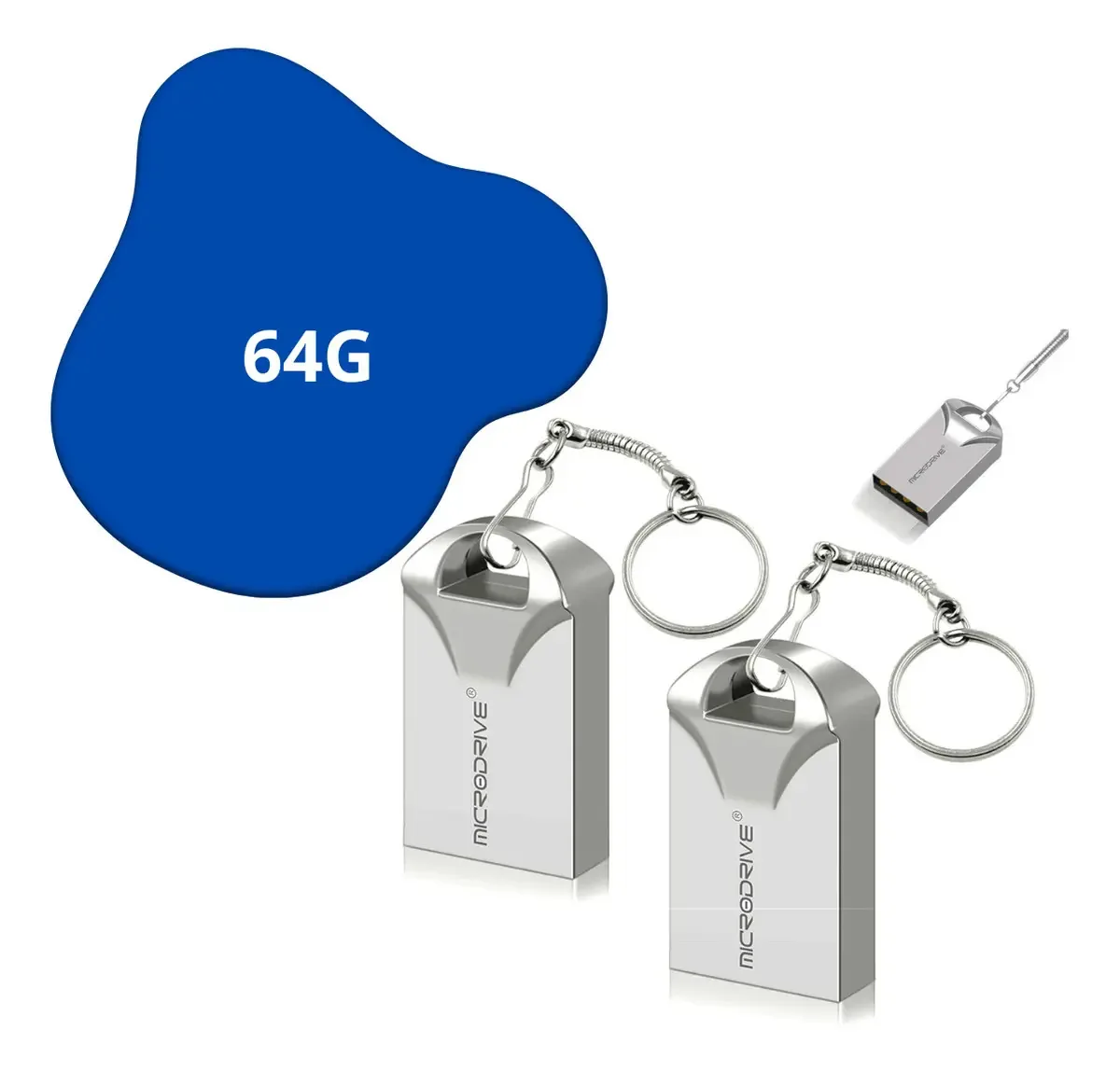Pen Drive 64gb Mini Chaveiro Usb 2.0 Metal Resistente Rápido Prateado Pen Drive