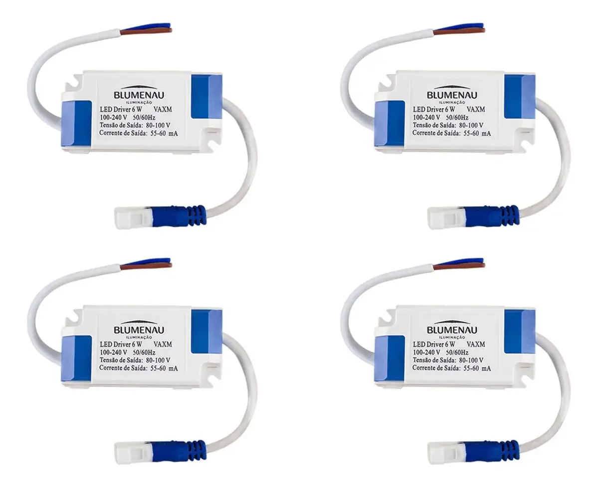 Kit 4 Drivers Reatores Eletrônicos Blumenau 6W Bivolt para Painel LED