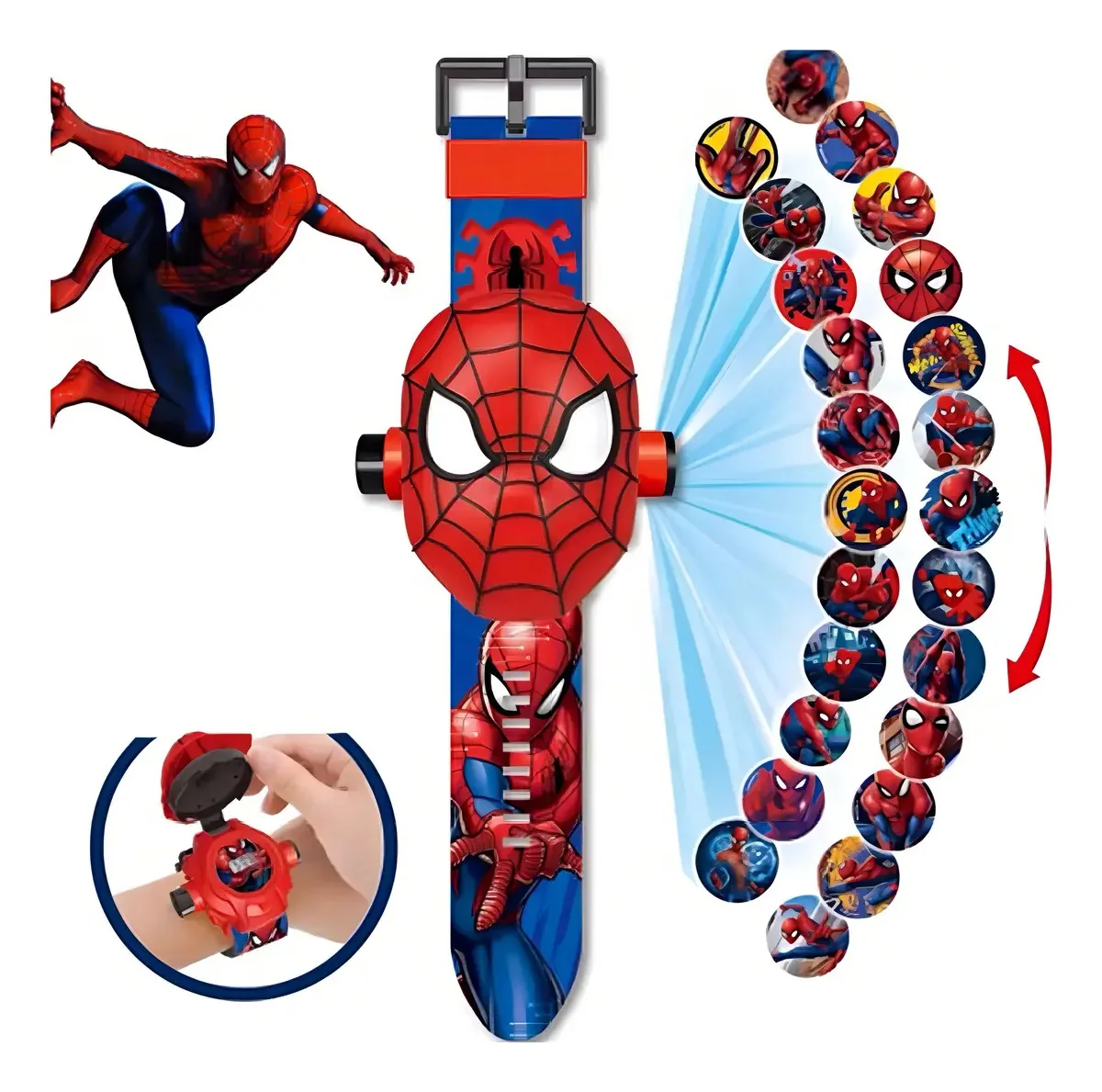 Relógio Infantil Homem Aranha 3d Com Projetor De 24 Imagens