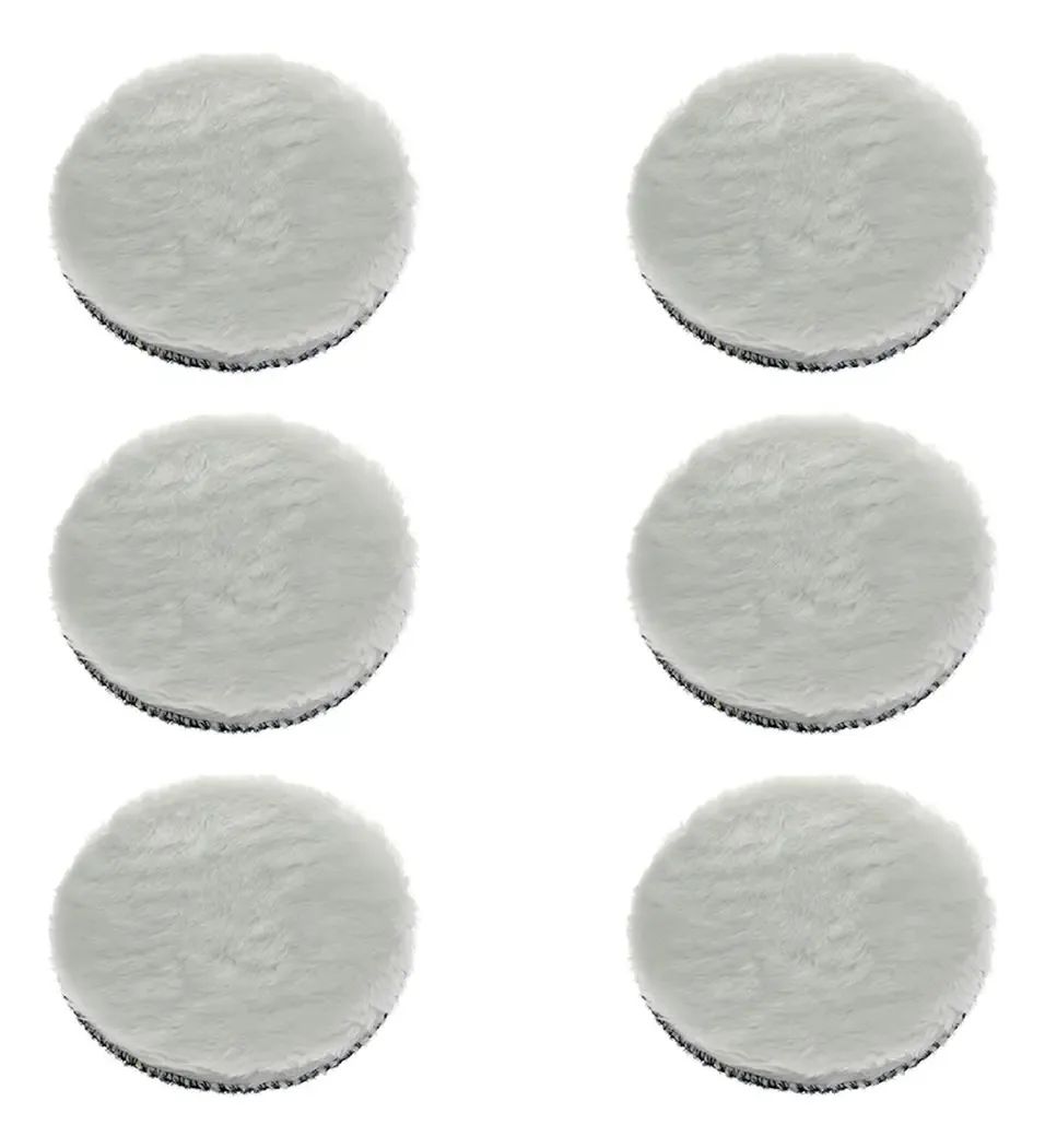 6x Boinas Polimento Lã Branca Tamanho 5 Polegadas