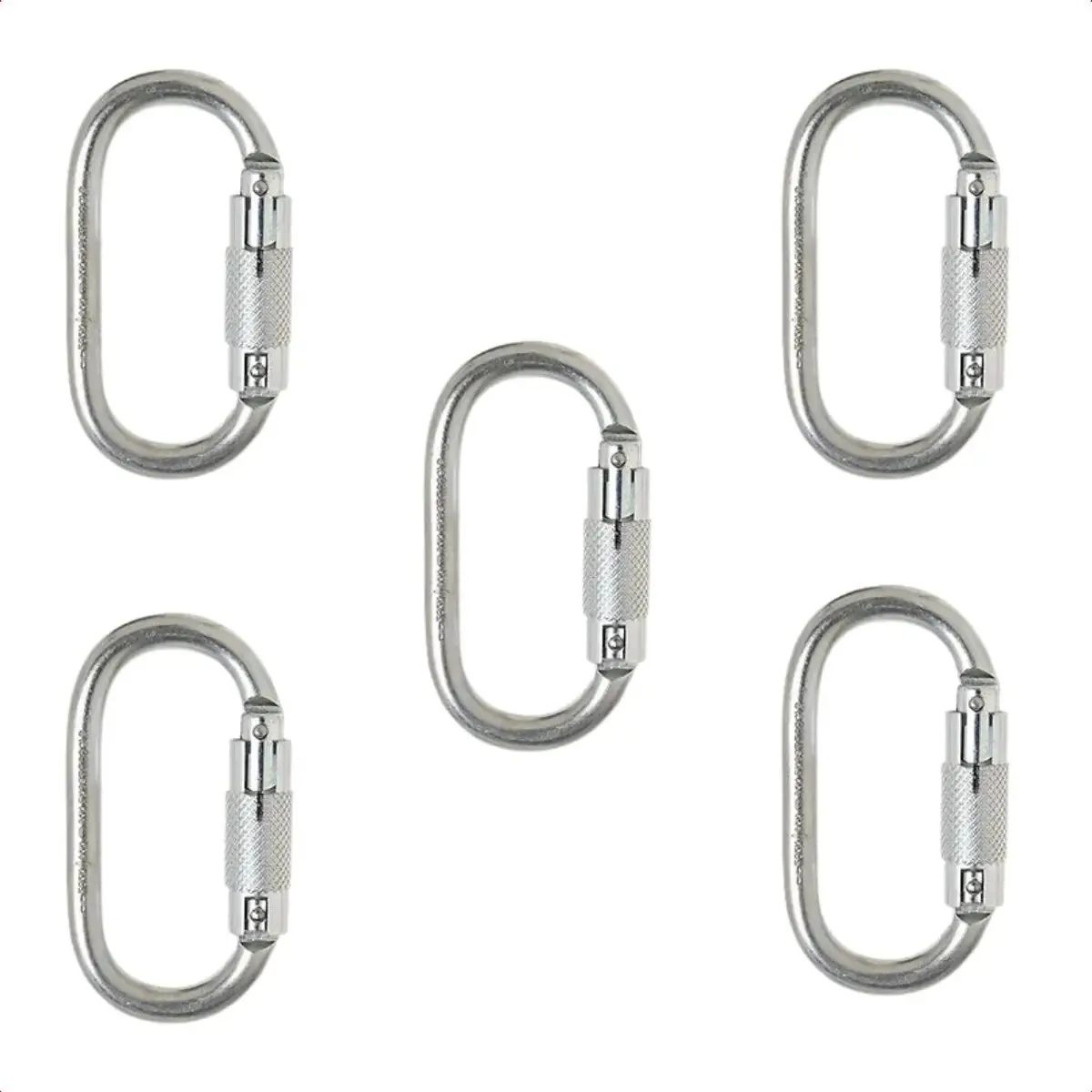 Kit 5 Mosquetão Aço Oval Com Trava 25kn Tripla Altura Rapel