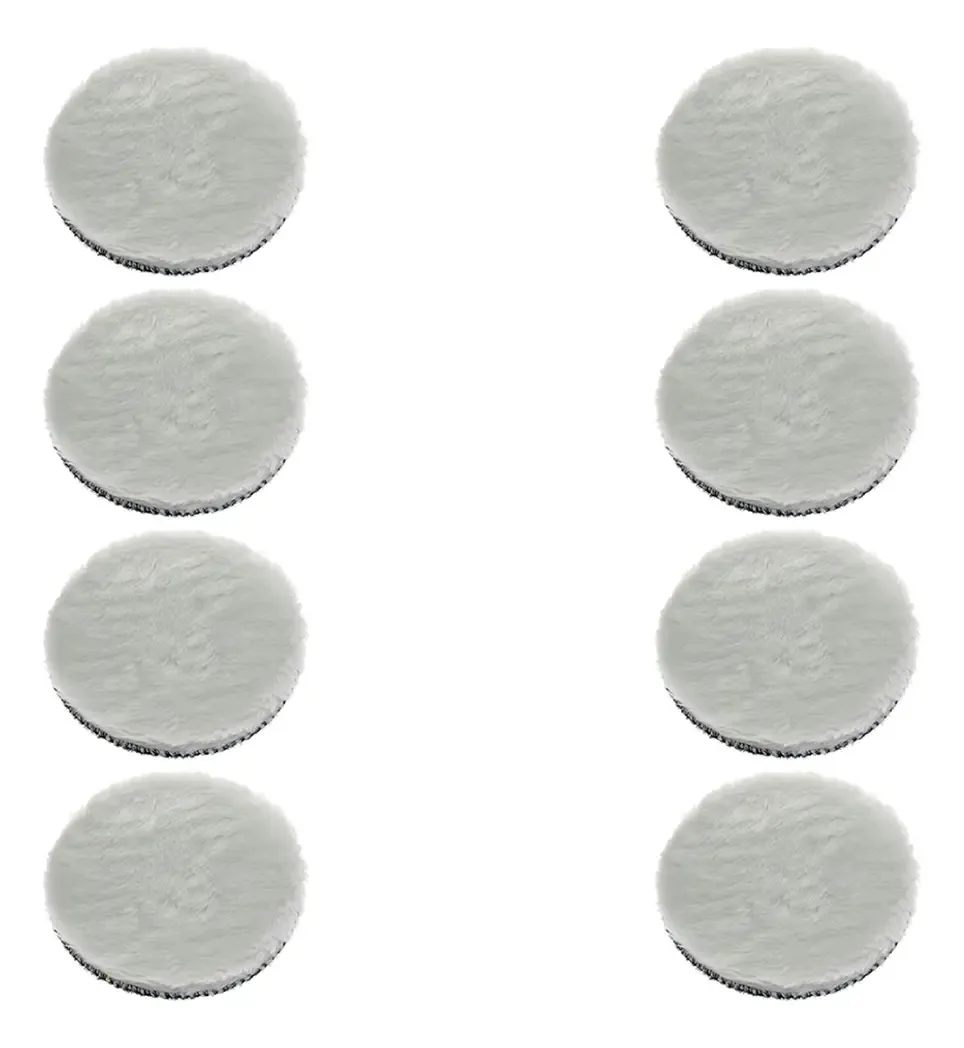 8x Boinas Polimento Lã Branca Tamanho 4 Polegadas