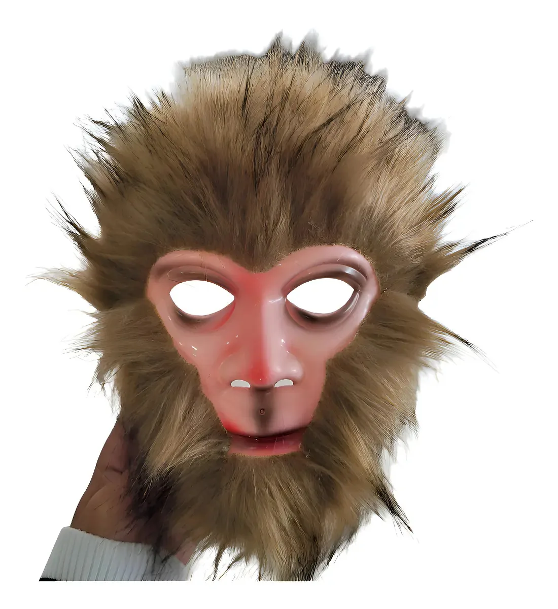 Máscara Macaco Rosto Plástico BMC Carnaval/Cosplay Adulto Marrom-claro