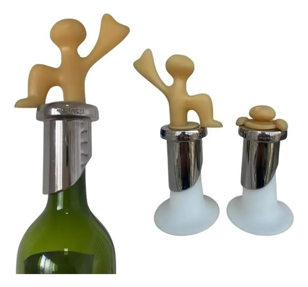 Conjunto De 2 Tampas Rolha Vinho Champagne Amarelo Bugatti